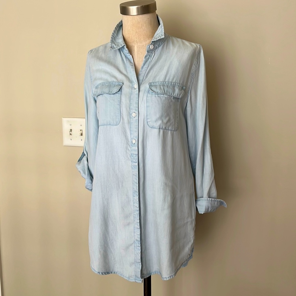Chico’s Light Wash Long Jean Shirt